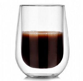 GC012 Double Wall Insulation Glass Coffee Mug with Silicone 180ml
